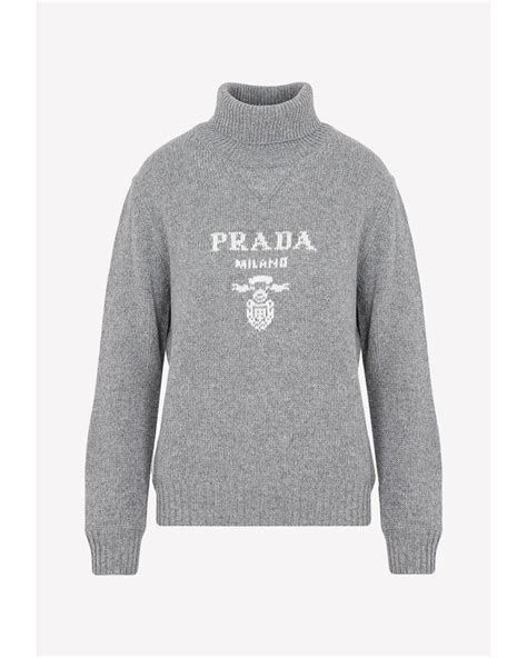 prada geometric-intarsia wool sweater|Prada Intarsia Knit Turtleneck Wool Sweater .